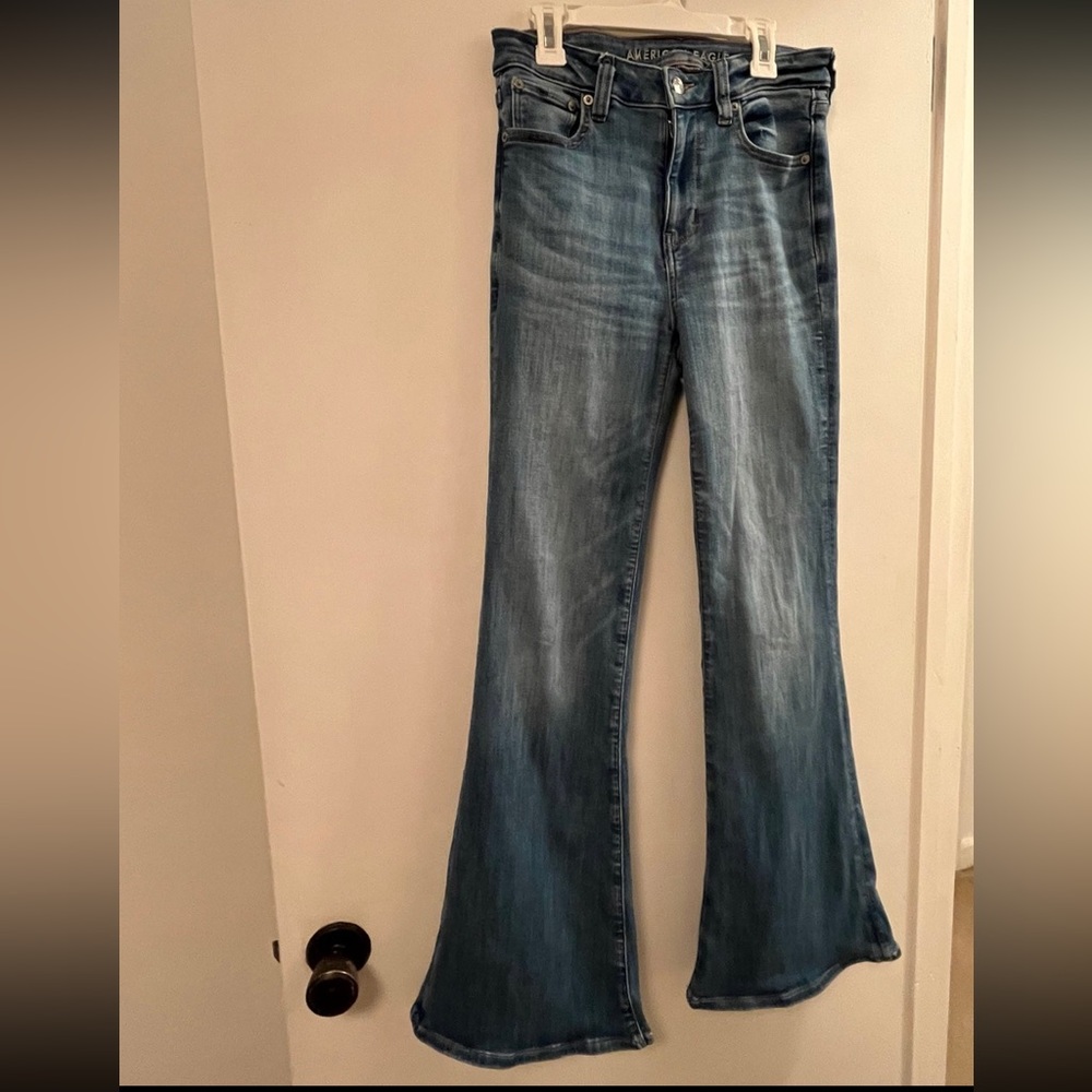 American eagle super high rise flare size 2
